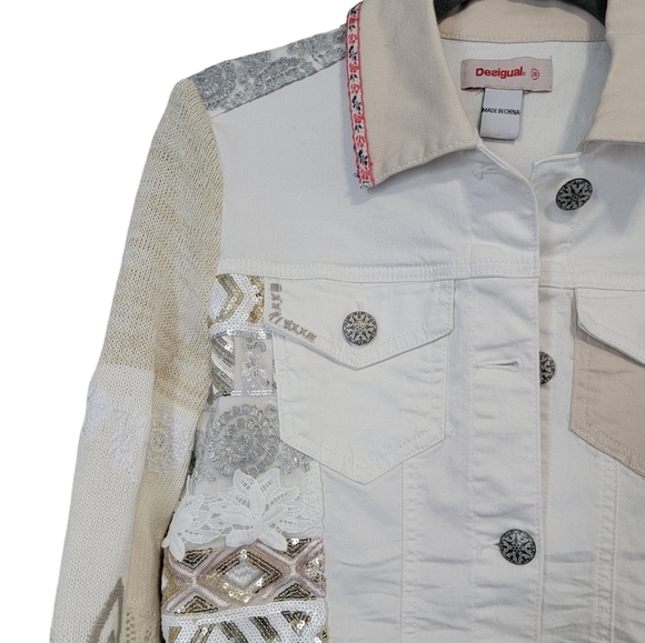 Desigual White Jean And Knit Jacket - Picture 3 of 8